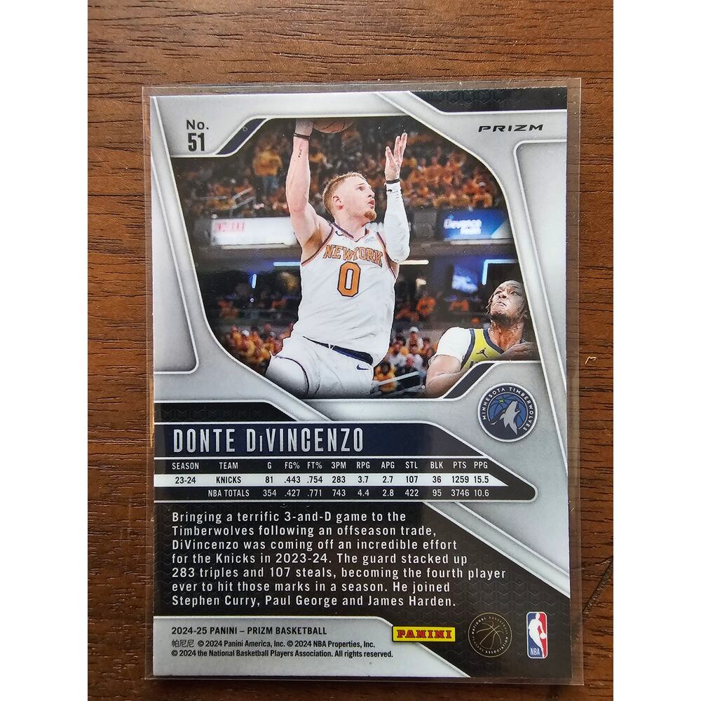 Donte DiVincenzo 2024-2025 Panini Prizm #51 - Minnesota Timberwolves - NBA - Picture 3 of 4